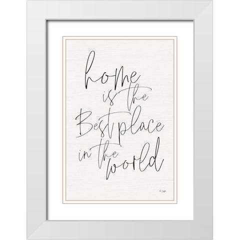Home is the Best Place White Modern Wood Framed Art Print with Double Matting by Jaxn Blvd.