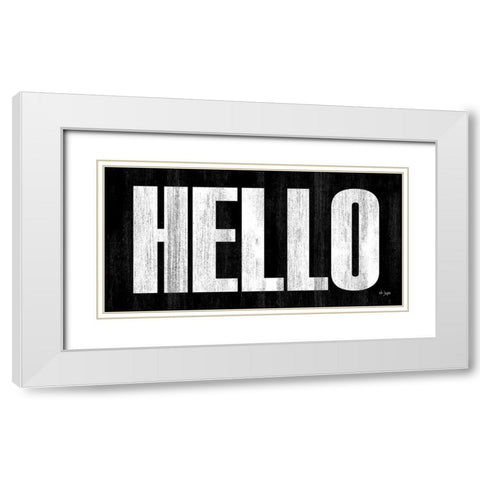 HELLO White Modern Wood Framed Art Print with Double Matting by Jaxn Blvd.