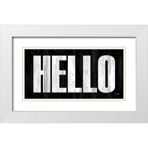 HELLO White Modern Wood Framed Art Print with Double Matting by Jaxn Blvd.