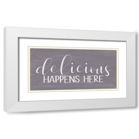 Delicious Happens Here White Modern Wood Framed Art Print with Double Matting by Jaxn Blvd.