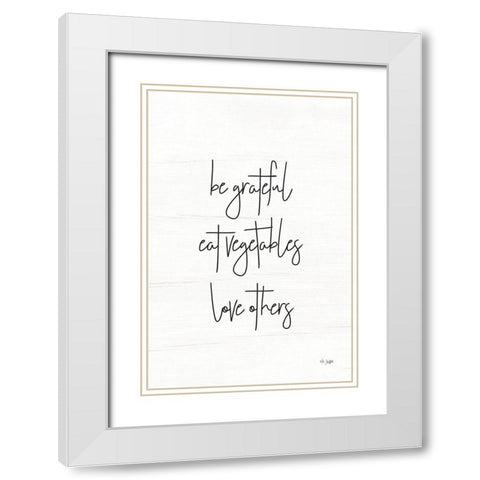 Eat Vegetables White Modern Wood Framed Art Print with Double Matting by Jaxn Blvd.
