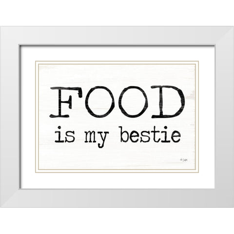 Food is My Bestie White Modern Wood Framed Art Print with Double Matting by Jaxn Blvd.