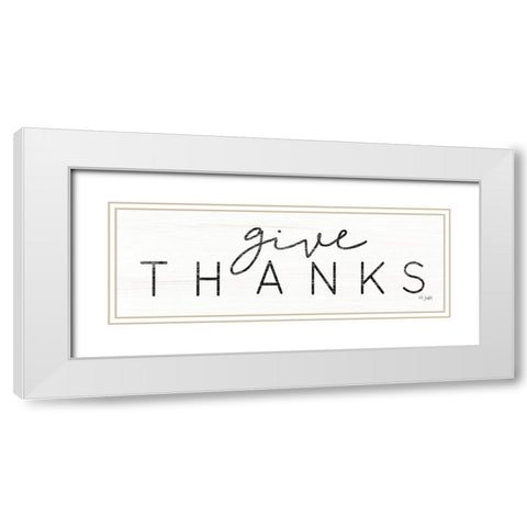 Give Thanks White Modern Wood Framed Art Print with Double Matting by Jaxn Blvd.