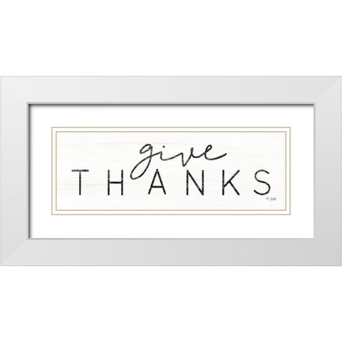 Give Thanks White Modern Wood Framed Art Print with Double Matting by Jaxn Blvd.