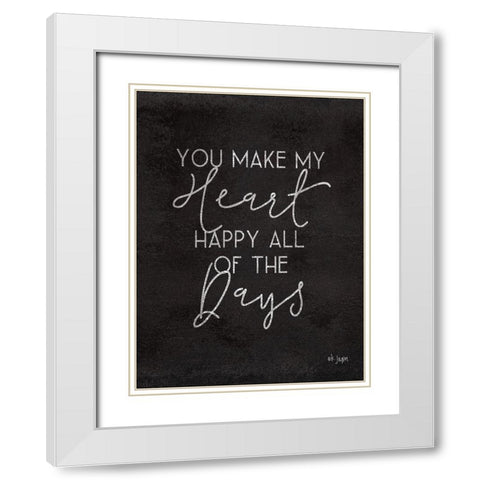 Happy Heart White Modern Wood Framed Art Print with Double Matting by Jaxn Blvd.