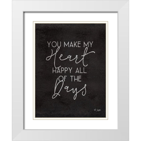 Happy Heart White Modern Wood Framed Art Print with Double Matting by Jaxn Blvd.