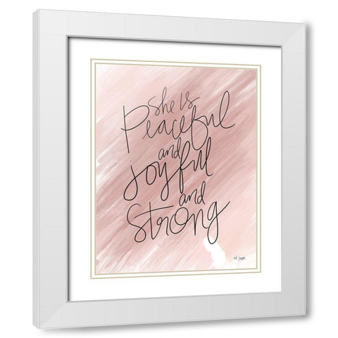 She is Peaceful White Modern Wood Framed Art Print with Double Matting by Jaxn Blvd.