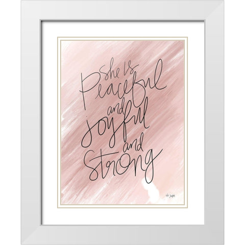 She is Peaceful White Modern Wood Framed Art Print with Double Matting by Jaxn Blvd.