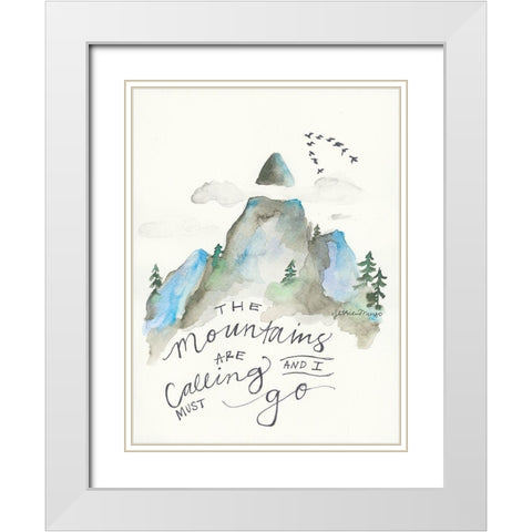 The Mountains are Calling White Modern Wood Framed Art Print with Double Matting by Mingo, Jessica