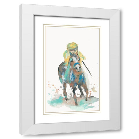 A Jockey and His Horse White Modern Wood Framed Art Print with Double Matting by Mingo, Jessica