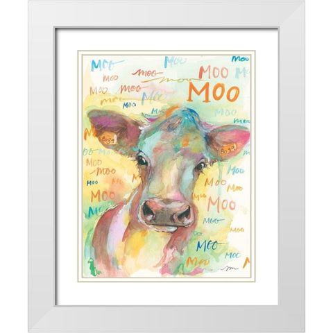 Country Cow White Modern Wood Framed Art Print with Double Matting by Mingo, Jessica