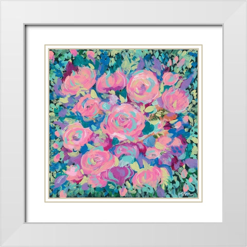 Pink Blossoms White Modern Wood Framed Art Print with Double Matting by Mingo, Jessica