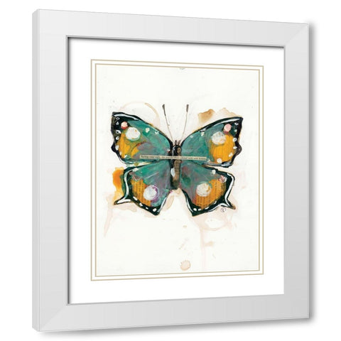 Collage Butterfly White Modern Wood Framed Art Print with Double Matting by Mingo, Jessica