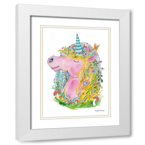 Fauna the Unicorn White Modern Wood Framed Art Print with Double Matting by Mingo, Jessica