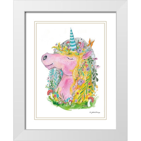 Fauna the Unicorn White Modern Wood Framed Art Print with Double Matting by Mingo, Jessica