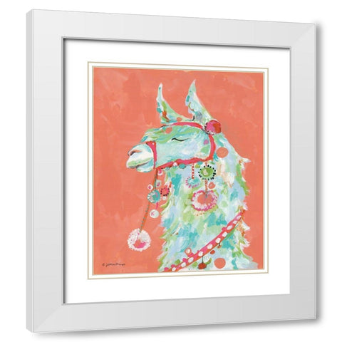 Tito the Llama White Modern Wood Framed Art Print with Double Matting by Mingo, Jessica