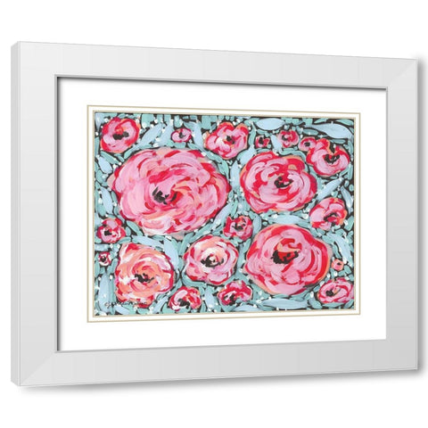 Rose Party White Modern Wood Framed Art Print with Double Matting by Mingo, Jessica