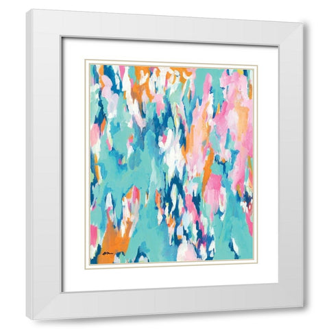 Abstract Aqua White Modern Wood Framed Art Print with Double Matting by Mingo, Jessica
