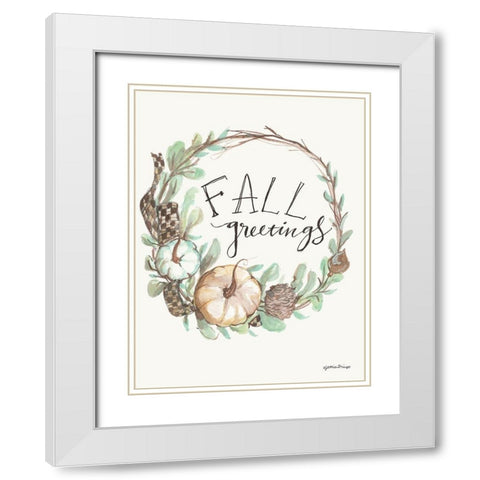 Fall Greetings White Modern Wood Framed Art Print with Double Matting by Mingo, Jessica