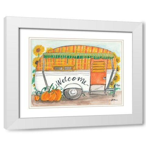 Fall Camper White Modern Wood Framed Art Print with Double Matting by Mingo, Jessica