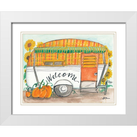 Fall Camper White Modern Wood Framed Art Print with Double Matting by Mingo, Jessica