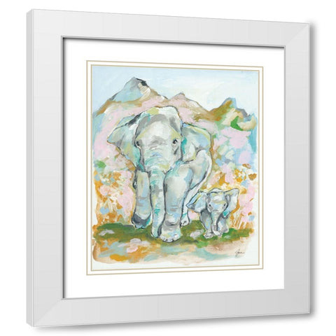 Elephant Summer White Modern Wood Framed Art Print with Double Matting by Mingo, Jessica