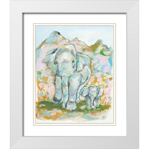 Elephant Summer White Modern Wood Framed Art Print with Double Matting by Mingo, Jessica