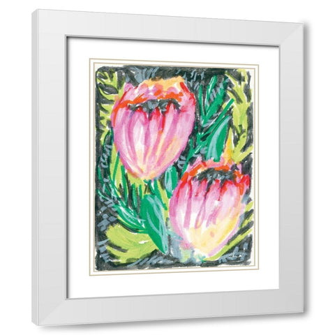 Thistles White Modern Wood Framed Art Print with Double Matting by Mingo, Jessica