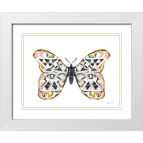 Butterfly Penny White Modern Wood Framed Art Print with Double Matting by Mingo, Jessica