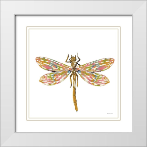 Dainty Dragonfly White Modern Wood Framed Art Print with Double Matting by Mingo, Jessica