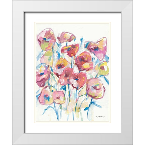 Colorful Floral II White Modern Wood Framed Art Print with Double Matting by Mingo, Jessica