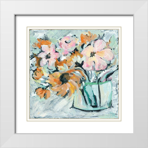 Meadow Flowers White Modern Wood Framed Art Print with Double Matting by Mingo, Jessica