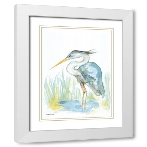 Heron White Modern Wood Framed Art Print with Double Matting by Mingo, Jessica