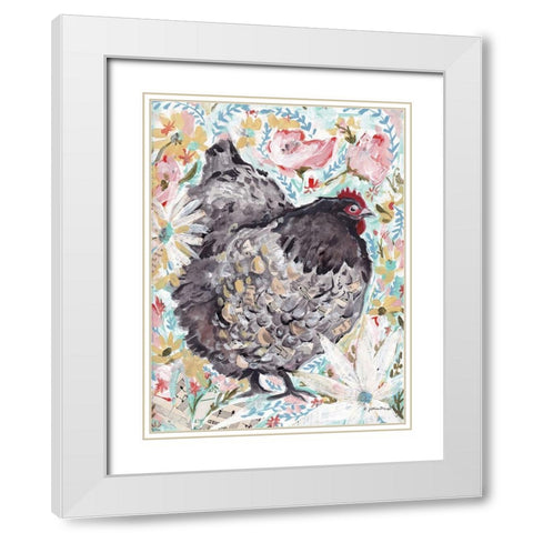 Gerty the Hen White Modern Wood Framed Art Print with Double Matting by Mingo, Jessica