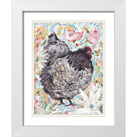 Gerty the Hen White Modern Wood Framed Art Print with Double Matting by Mingo, Jessica