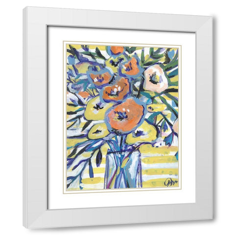 Floral Gold II White Modern Wood Framed Art Print with Double Matting by Mingo, Jessica