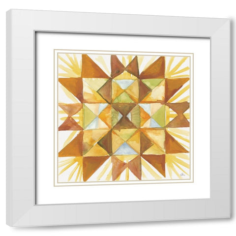 Summer Wheat Quilt White Modern Wood Framed Art Print with Double Matting by Mingo, Jessica