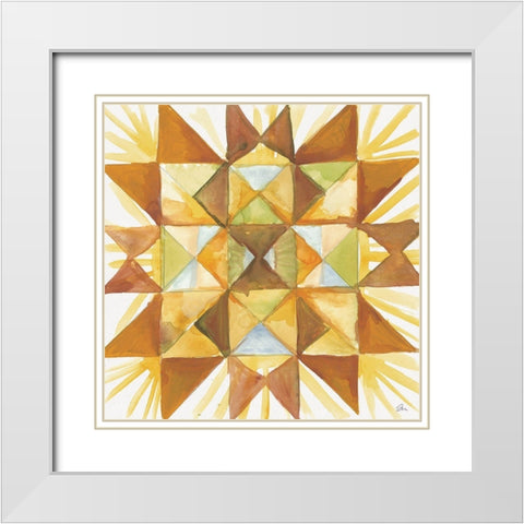 Summer Wheat Quilt White Modern Wood Framed Art Print with Double Matting by Mingo, Jessica
