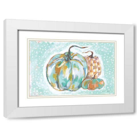 Pumpkins in Blue White Modern Wood Framed Art Print with Double Matting by Mingo, Jessica