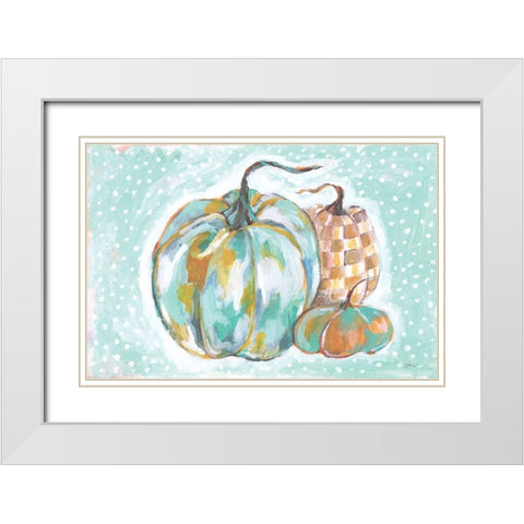 Pumpkins in Blue White Modern Wood Framed Art Print with Double Matting by Mingo, Jessica