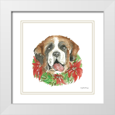 Christmas Pup White Modern Wood Framed Art Print with Double Matting by Mingo, Jessica