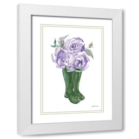Rain and Roses White Modern Wood Framed Art Print with Double Matting by Mingo, Jessica