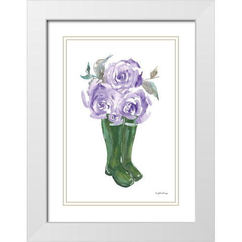 Rain and Roses White Modern Wood Framed Art Print with Double Matting by Mingo, Jessica