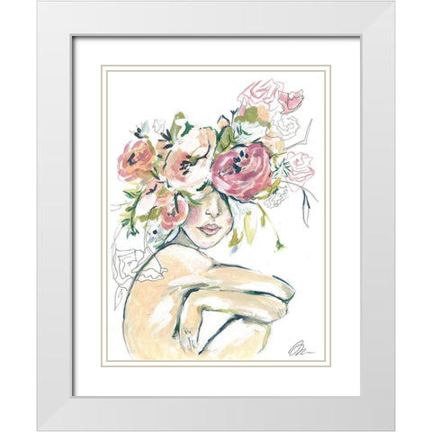 Floral Woman White Modern Wood Framed Art Print with Double Matting by Mingo, Jessica