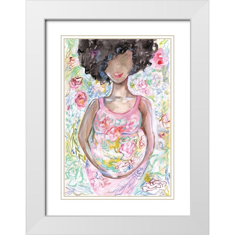 Lady in the Floral Dress White Modern Wood Framed Art Print with Double Matting by Mingo, Jessica