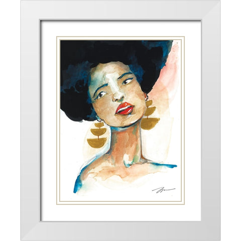 Ophelia White Modern Wood Framed Art Print with Double Matting by Mingo, Jessica