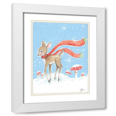 Christmas Deer White Modern Wood Framed Art Print with Double Matting by Mingo, Jessica