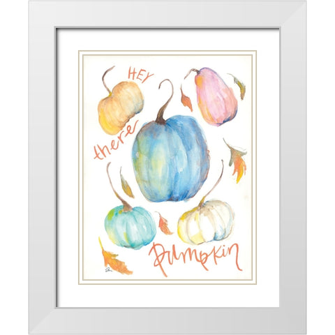 Hey There Pumpkin White Modern Wood Framed Art Print with Double Matting by Mingo, Jessica