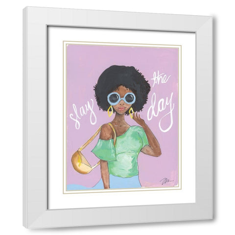 Slay the Day White Modern Wood Framed Art Print with Double Matting by Mingo, Jessica