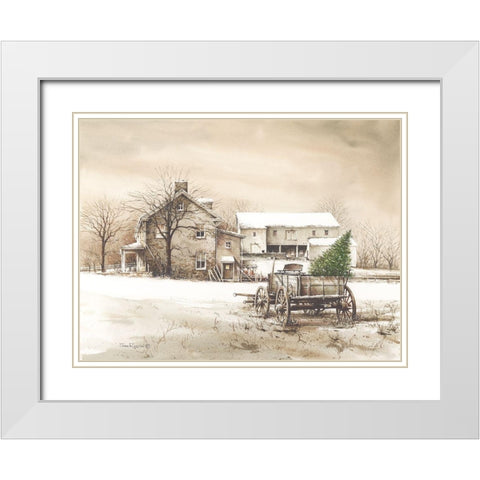 Bringing Home the Tree White Modern Wood Framed Art Print with Double Matting by Rossini, John
